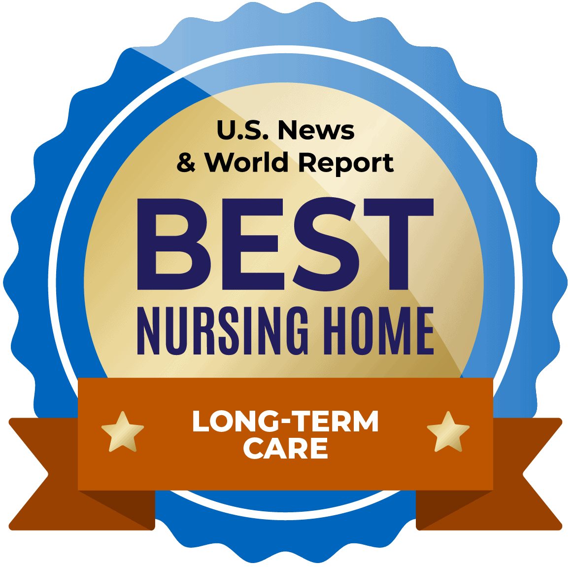 Badge depicting Trinity Senior Service recognition from U.S. news and World Report for best Long-Term Care Nursing Home